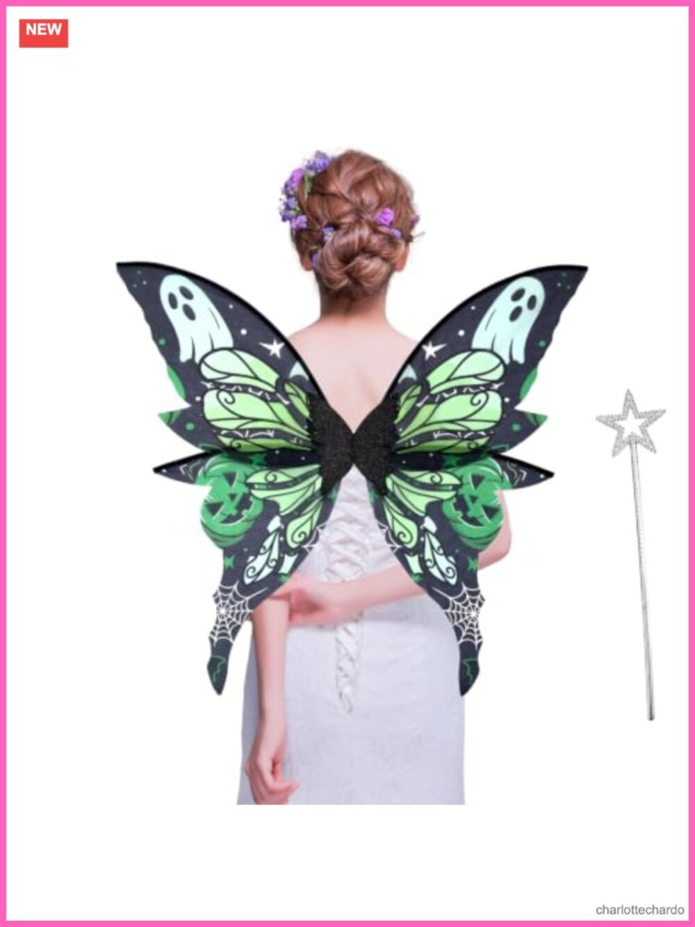 Fairy Wings Costume Set Large Butterfly Wings Magic Wand Halloween Party